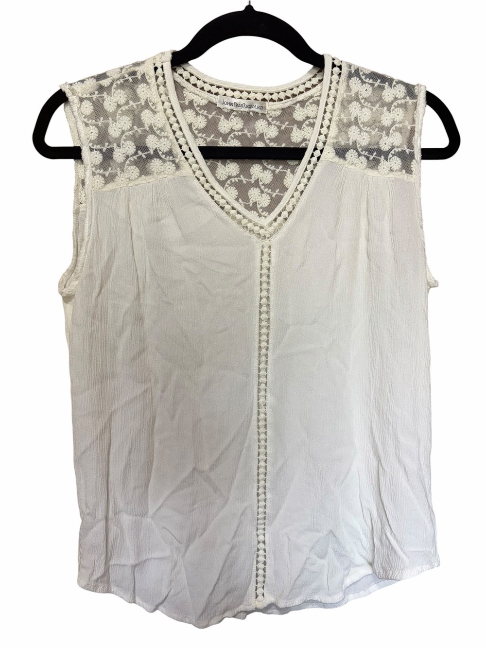 JohnPaulRichard Off White  Lace-Yoke V-Neck Sleeveless Camisole